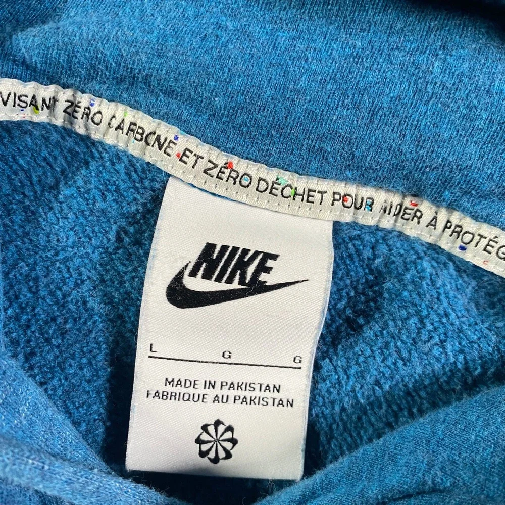 Nike Men's Blue Hoodie Pullover Athletic Stone Swoosh Logo Cotton Blend‎ Size L
